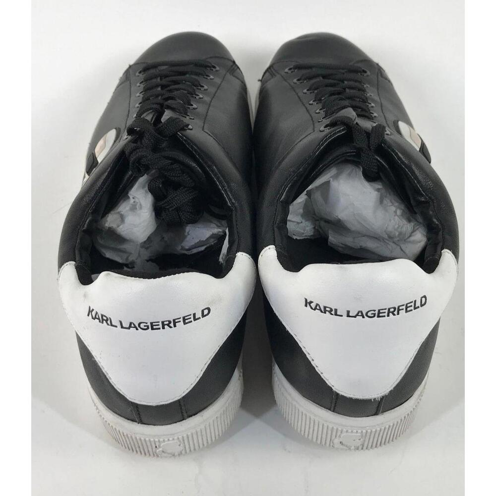 Karl Lagerfeld Iconic Sneakers Mens 11 Black Leather Low Top KL51209-000 - Picture 2 of 8